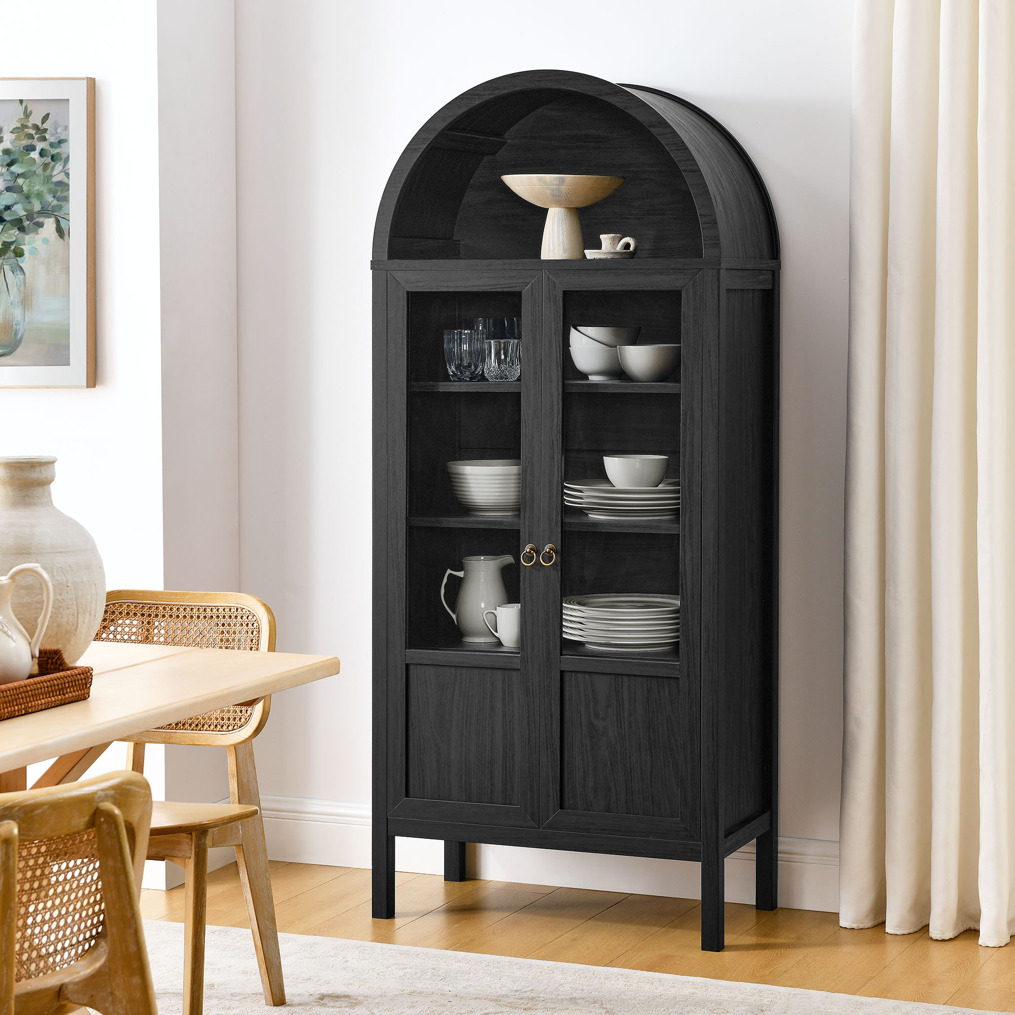 Modway Tessa Tall Arched Storage Display Cabinet In Black Reviews Wayfair